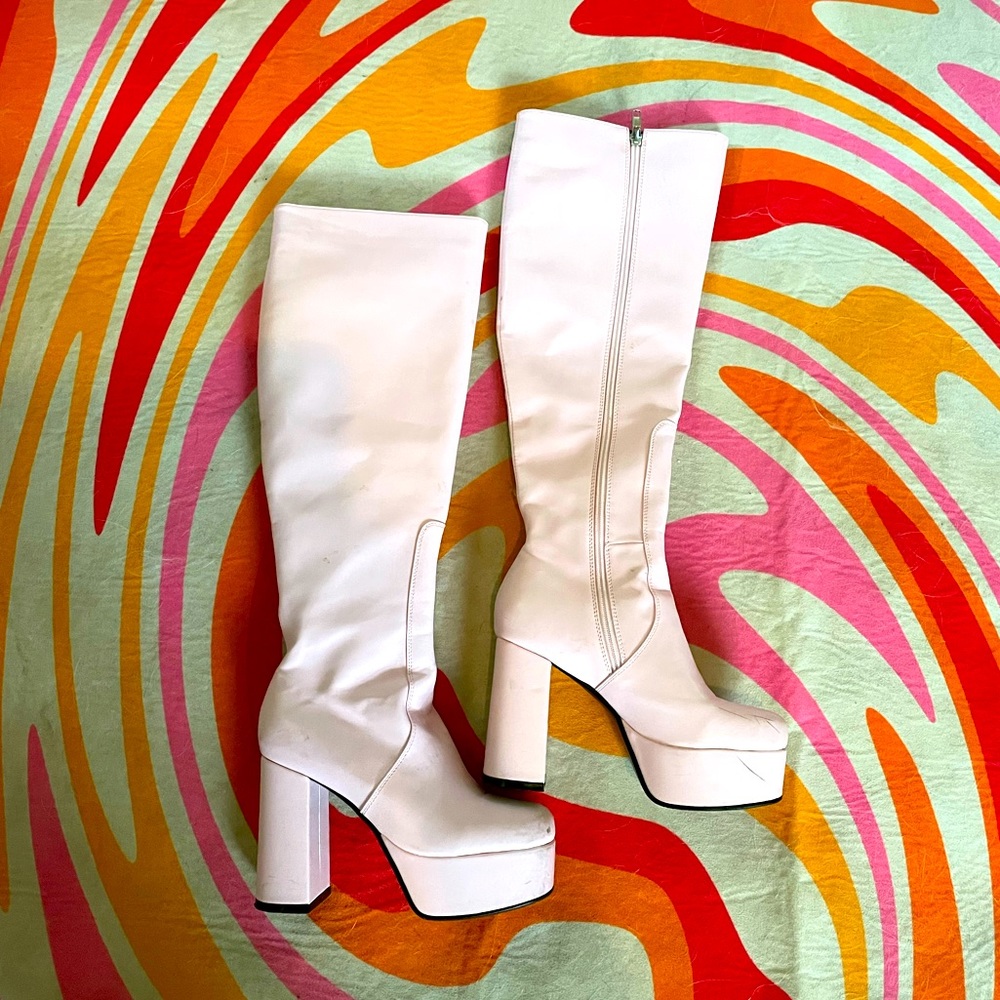 Baby Pink Platform GoGo Boots